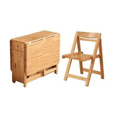 Imagem de Mesa de jantar dobrável, mesa de cozinha dobrável de madeira maciça retrátil mesa de jantar quadrada e combinação de cadeira, mesa de jantar com economia de espaço dobrável com rolamento /1433 (Color
