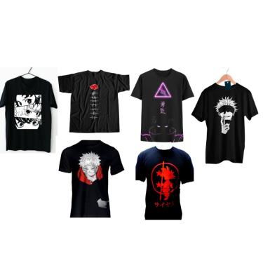 Imagem de Camiseta masculina personalizada akatsuki-demon slayer-jujutsu kaisen-itachi-camisa preta 100% algodão melhor preço