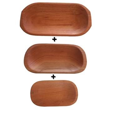 Imagem de Kit Gamela Madeira Maciça Rustica Churrasco Petisco Decoração Carnes Queijos