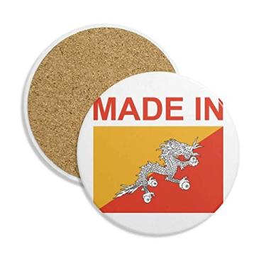 Imagem de Porta-copos de cerâmica Made In Butan Country Love porta-copos com pedra absorvente para bebidas presente 2 peças