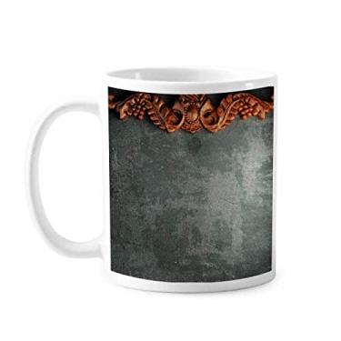 Imagem de Caneca de cerâmica com padrão de enfeite de mogno de cimento cinza xícara de porcelana de café