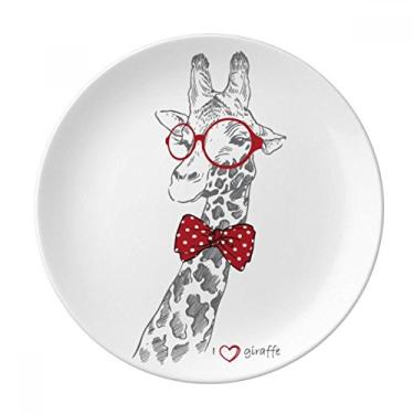 Imagem de Prato de sobremesa de girafa decorativo de porcelana de 20,32 cm para jantar em casa