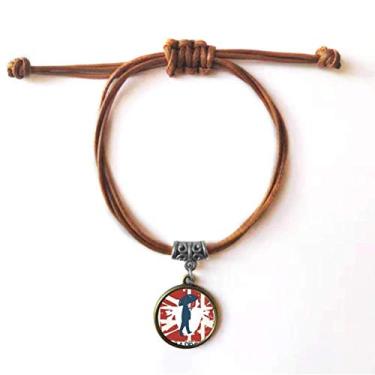 Imagem de DIYthinker Pulseira de couro vermelho azul com estampa de guarda-chuva grafite rua pulseira de couro marrom joia presente