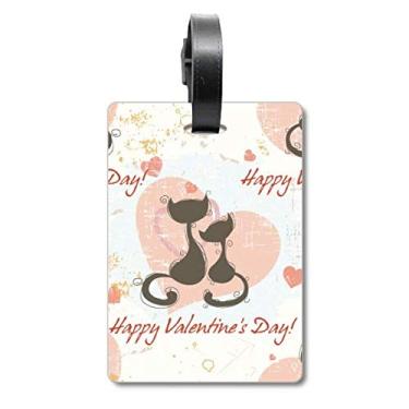 Imagem de Black Cats Feliz Dia dos Namorados Bolsa Etiqueta Cartão de Bagagem Etiqueta Scutcheon Etiqueta