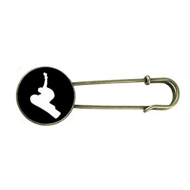 Imagem de Skateboarding Sport Black Jumping Outline Retrô Broche de Metal Clipe Joias