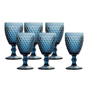 Imagem de Conjunto de 6 Taças em Vidro Azul Bico de Abacaxi 300 ml - Casambiente