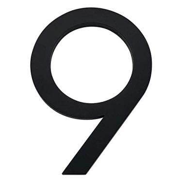 Imagem de Placa grande flutuante de número de casa preta, 10 cm, sinalização moderna para construção ao ar livre, números Huisnummer, placa de endereço, números de porta de casa