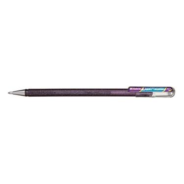Imagem de Pentel K110 Dual Hybrid Dual Metallic Gel Rollerball Pen Pacote de Glitter Gel 1 2 Efeitos de cores diferentes em madeira clara/papel escuro 0,5 mm Violeta/atendida Blau