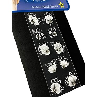 Imagem de Kit 50 Adesivos Unhas Strass Nail, Artesanal 100% Feitos a mão, Branquinho, Arte Sedução