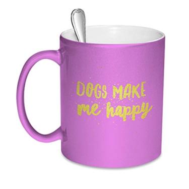 Imagem de Dogs Make Me Happy – Rosa – Caneca para amantes de cães – Presentes Pit Bull