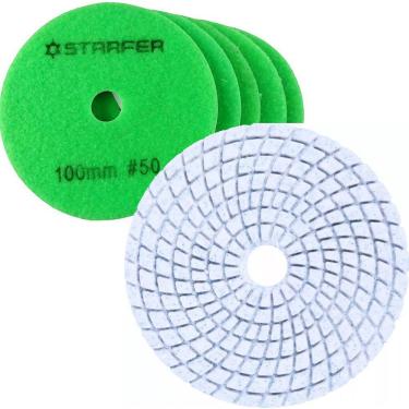 Imagem de Kit 5 Disco de Lixa Diamantada Polir Mármore Granito Porcelanato Marmoraria - Starfer