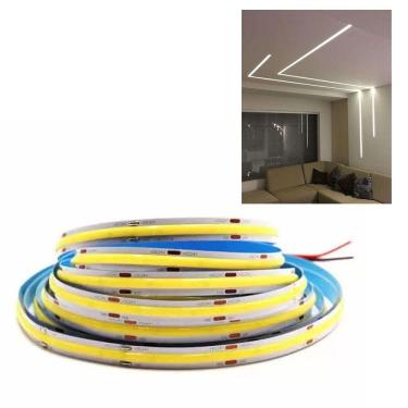 Imagem de Fita de Led COB 12v 6500K 10w Rolo 50 metros Decoraçao Iluminaçao Gesso Sanca Teto Rebaixado Ambiente Externo Interno