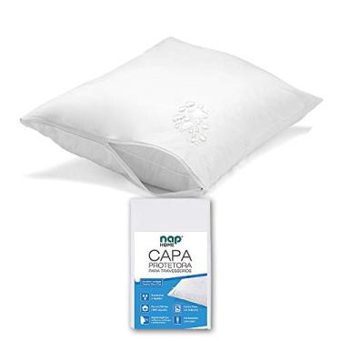 Imagem de Nap Capa Protetora de Travesseiro Não faz ruído Percal 200 Fios 100% algodão Repelente à água 50x70cm - Branco