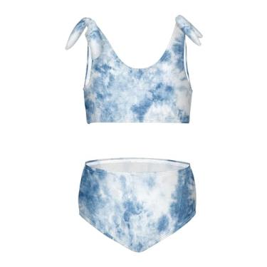 Imagem de JUNZAN Biquíni feminino tie dye cintura alta 2 peças roupa de banho infantil para banho 3T, Tie Dye, 11-12 Anos
