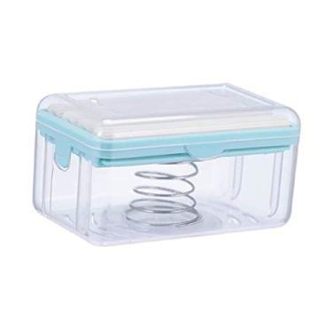 Imagem de Ciieeo Caixa caixa de sabão estojo de sabonete de viagem dispensador de sabonete espumante light blue saboneteira brilho labial porta sabonete em barra recipiente de sabão pp