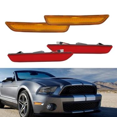 Imagem de Tonsya Para Ford Mustang 2010 2011 2012 2013 2014 para-choque dianteiro traseiro luzes marcadoras laterais âmbar e vermelho 4 peças