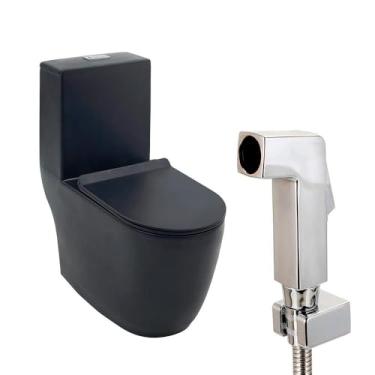 Imagem de Pingoo.casa, Kit Ducha Jacuí Vaso Sanitário Monobloco Amazonita - Preto e Prata