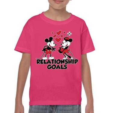 Imagem de Camiseta juvenil Steamboat Willie Relationship Goals Timeless Classic Vibe Retro Cartoon Iconic Vintage Mouse Kids, Rosa choque, M