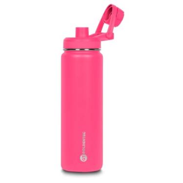 Imagem de Garrafa Térmica Inox 750ml Com Bico Cor Rosa Pink Goldentec para bebidas quentes ou frias com tampa, bico e base emborrachada agua suco chá