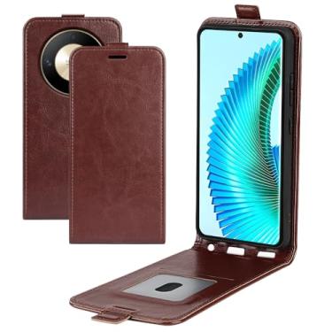 Imagem de Capa para Huawei Honor X50 5G, capa de telefone flip vertical fina de couro PU capa protetora com fecho magnético com slot para cartão para Huawei Honor Magic 6 Lite capa para Huawei Honor X9b