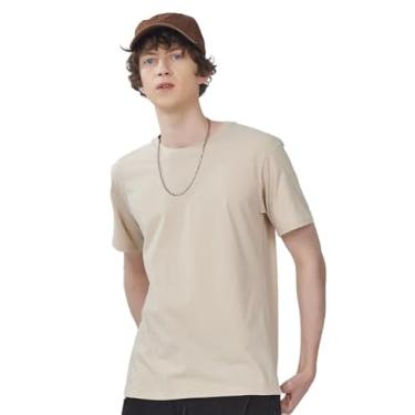 Imagem de Camisetas femininas masculinas - Tiktok na moda - Camiseta clássica casual de cor sólida regular gola redonda (XP-4GG), 2 pacotes - areia, 3G