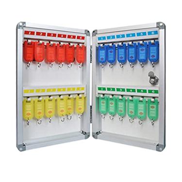 Imagem de Caixa de chave caixa de correio de liga de alumínio caixa de chave de porta de hotel caixa de armazenamento de chaves de loja automática várias especificações (cor: prata, tamanho: 24 furos) (prata 24