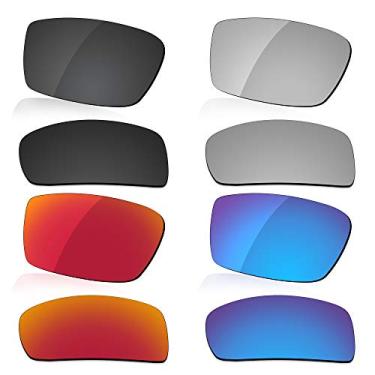 Imagem de LenzReborn Lente polarizada de substituição para óculos de sol Oakley Gascan OO9014 - preto escuro + cinza prata + vermelho fogo + azul gelo