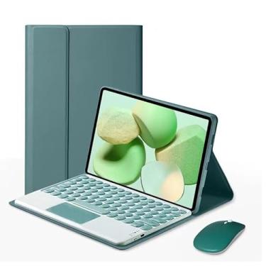 Imagem de Capa teclado for Xieomi Pad 5 / Pad 5 Pro 11 polegadas Teclado Bluetooth com trackpad teclas redondas, teclado magnético fino removível, Mouse Bluetooth, Green