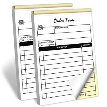 Imagem de Livro de recibos, 2 partes portátil sem carbono, 10 x 14 cm, formulário de recibo de vendas de cópia duplicada de carbono, bloco de faturas, bonito conveniente para pequenas lojas de negócios, branco/amarelo, pacote com 2 (50 conjuntos por livro)..