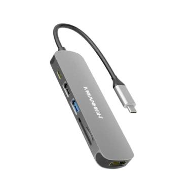 Imagem de MEANHIGH Hub USB C 6 em 1 tipo C para divisor HDMI com dongle multiportas 4K 30Hz 100W PD leitor de cartão SD/TF para MacBook Air, MacBook Pro, XPS, Flash Drive, HDD móvel