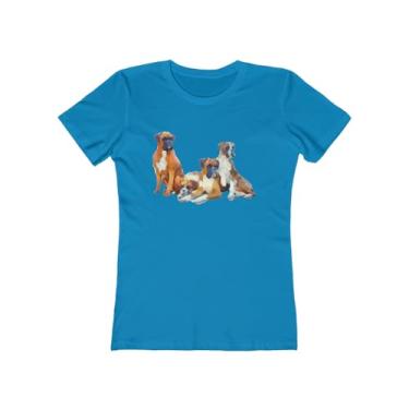 Imagem de Boxer Quartet - Camiseta feminina de algodão torcido, Turquesa lisa, P