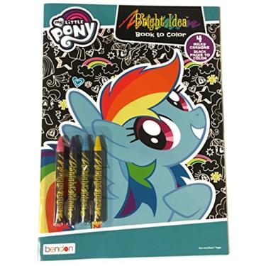 Imagem de My Little Pony Bright Idea Coloring Book - includes 4 Milky Crayons and Black Pages to Color