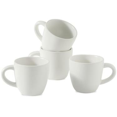Imagem de Hasense Conjunto de 4 xícaras de cappuccino de 200 ml, perfeitas para café com leite, americano, café mocha e chá, xícaras de café de cerâmica ideais para festa, café, casa e cozinha, pode ser lavada
