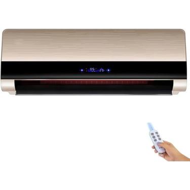 Imagem de Aquecedor de ar condicionado de parede, cortina de ar aquecedor sobre a porta com display LED termostato, dourado