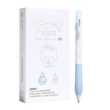 Imagem de Joucien 12 canetas neutras apagáveis térmicas de 0,5 mm de desenho animado gato fofo Mo Yi apagáveis - lírio do vale apagável (azul 12)