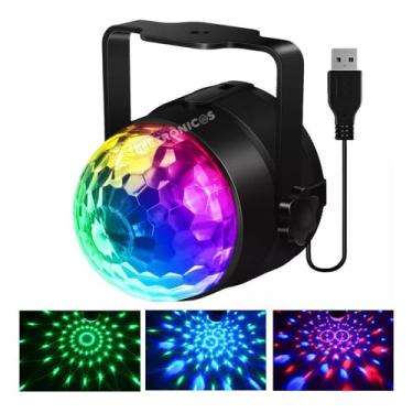 Imagem de Lâmpada Mini Globo de Leds RGB Colorida Giratória para Festas, Baladas, Boates, DJ, Aniversários, 5V USB, Luzes de IluminaçãoLuzes de Discoteca LED para Festas, Casamentos, Natal e Ano Novo
