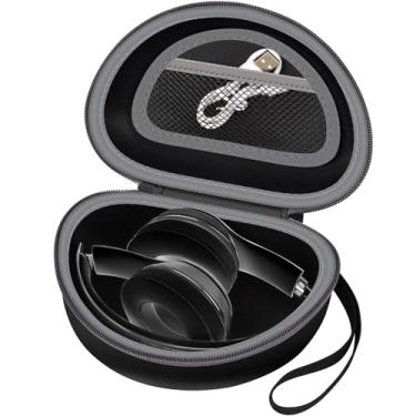 Imagem de Capa de fone de ouvido compatível com fones de ouvido supra-auriculares Beats Solo 4/Studio Pro/Solo3/Studio3/Solo2/Solo Pro Bluetooth – Preto + Zíper cinza (apenas caixa)