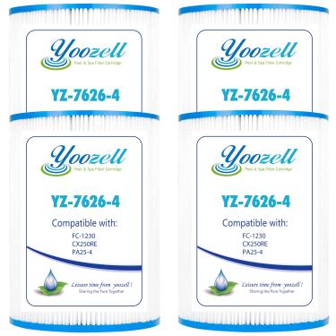 Imagem de Yoozell Cartucho de filtro de spa 7626 substitui CX250RE, PA25-4, Star-Clear C250, PA25-4/M4, FC-1230, C-7626, 25 pés quadrados, pacote com 4