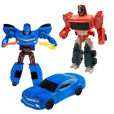 Imagem de Kit 2 Bonecos Robô Transforma em Carro 2 em 1 Robot Fighter Bots L010-A40 - Dorémi