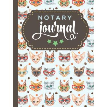 Imagem de Hardcover Notary Journal: 8.5x11 Large Notarial Logbook/With 200 Numbered Pages - Two Record Logs Per Page / 400 Records/Ledger Book Gift For ... / Colorful Funny Cat in Glasses Art Pattern
