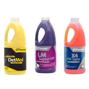 Imagem de kit 1 Detmol + 1 Lm Supra + 1 Supra X4 Profissional 2l cada - Sandet