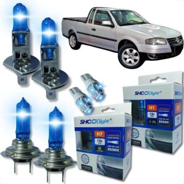 Imagem de Kit lâmpada shocklight super branca farol alto baixo e lanterna h1 h7 