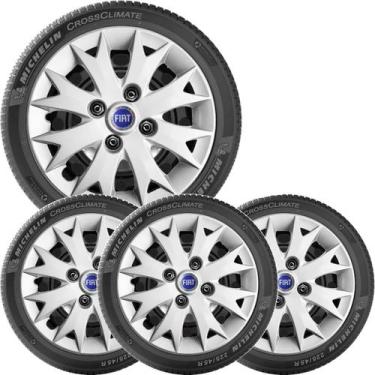 Imagem de 4x Calota Fiat Uno Palio Siena Aro 13 Emblema Original 158cb - Grid