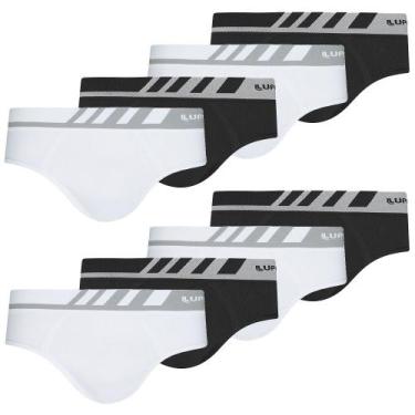 Imagem de Cueca Masculina Slip Lupo Microfibra Kit Com 8 Sem Costura, Preto e br