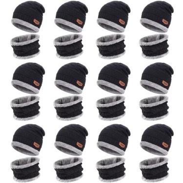 Imagem de kit 12 touca gorro cachecol forrada unissex adulto infantil estiloso f