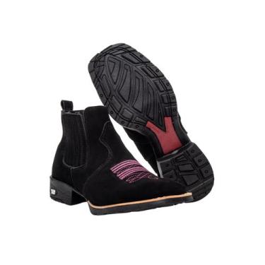 Imagem de Bota Country Texana Feminino Texas Gold de Couro Preto Nobuck, Preto, 