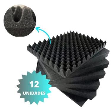 Imagem de Kit 12 Espumas Isolante Acústico Anti Ruído/Barulho Premium - Armazém 