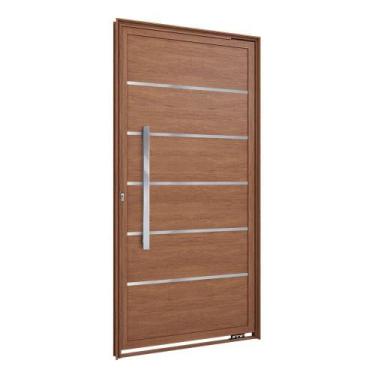 Imagem de Porta Pivotante Lambri de Aluminio com Friso Puxador de 80cm 215x105 L