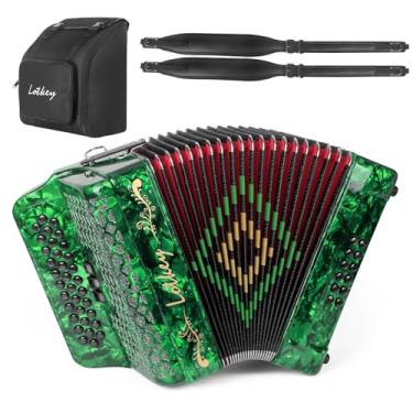 Imagem de Lotkey Acordeão diatônico de 34 teclas, acordeões de celuloide multitons 3412 mais altos e claros do que plástico para adultos, iniciantes, profissionais com bolsa atualizada, tiras, protetor de pulso