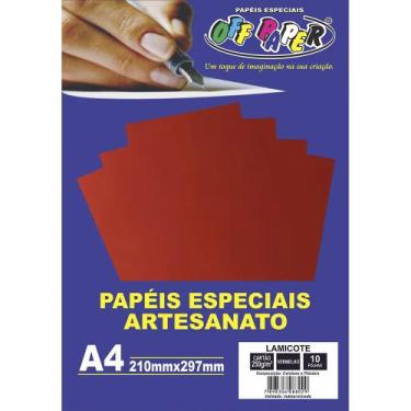 Imagem de Papel artesanato lamicote vermelho a4 250g 10 fls - OFF PAPPER